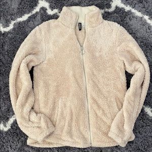 Divided Teddy Zip Up Sweater